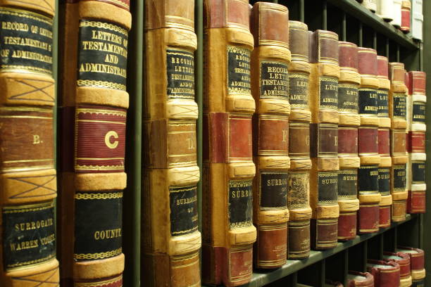 A photo of Old Legal books/papers in a record center